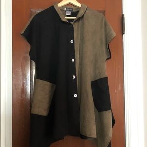 Velvet block colored blouse